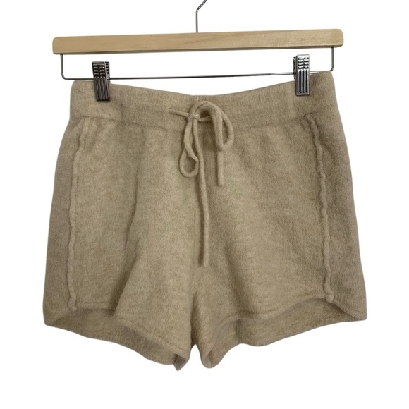 Zara Knit Alpaca Wool Shorts Women’s S Beige Minimalist Soft Lounge Lagenlook - Picture 1 of 14